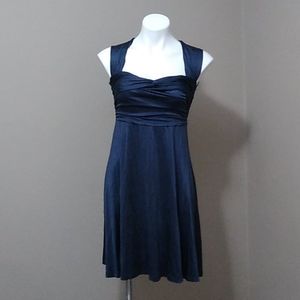 Cynthia Steffe navy racer back fit flair dress size medium